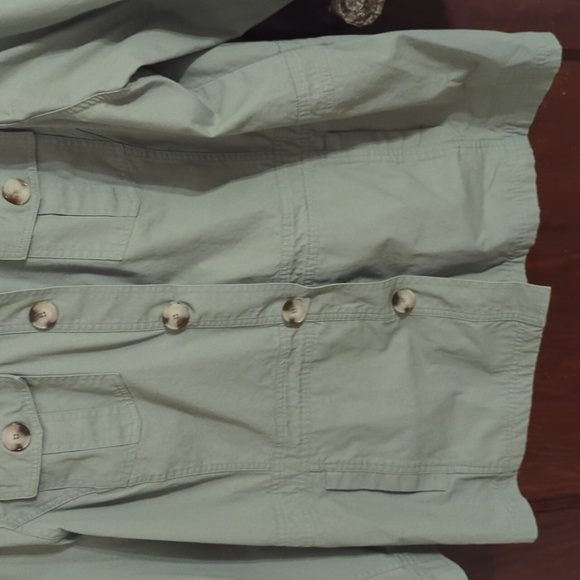 CJ Banks Green Button Down Shirt Jacket Shacket Size 3X - Picture 3 of 8
